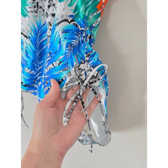 Swim Solutions Blue Floral Stretch Tummy Control One Piece Swimsuit Size 12 NEW - Picture 5 of 8